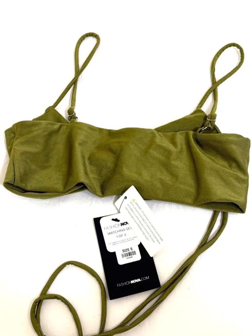 FASHION NOVA OLIVE GREEN RUCHED CROP TOP WIDE LEG KEYHOLE PANTS 2PC SET WOMENS S
